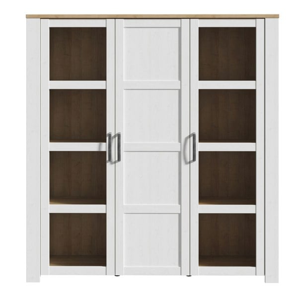 Furniture To Go Bohol Large Display Cabinet inc. 4x LED Lights in Riviera Oak/White