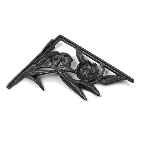 Pair of Antique Cast Iron Decorative Flower Shelf Brackets - 200mm x 175mm