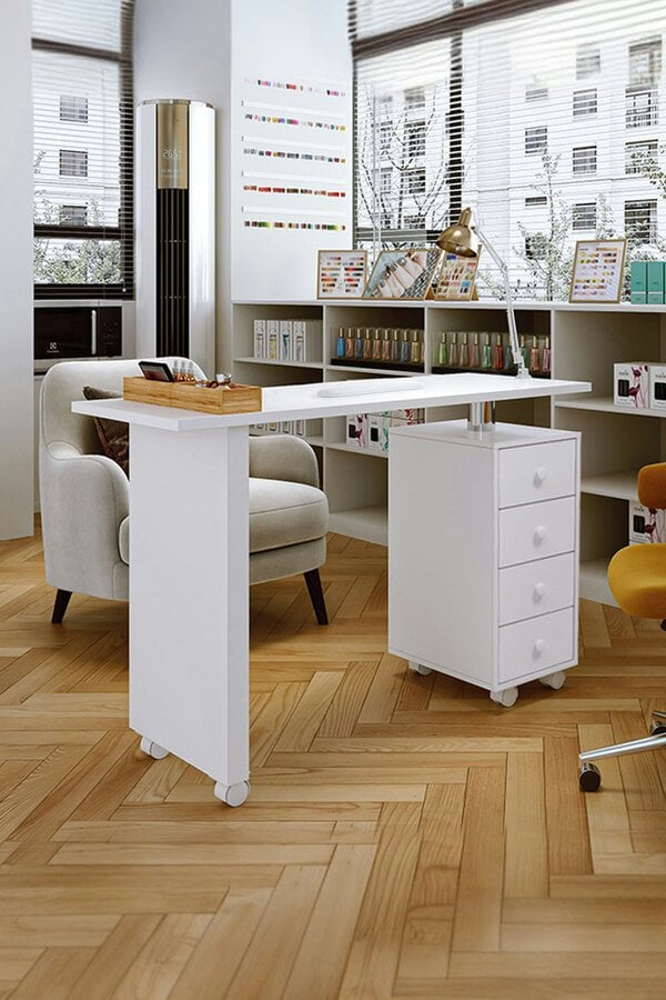 Living and Home Professional Makeup Desk Dresser Manicure Table Nail Desk For Spa Beauty Salon & Home