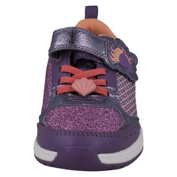 Clarks Girls Clarks Unicorn Detailed Hook and Loop Trainers Aquatic Brill K