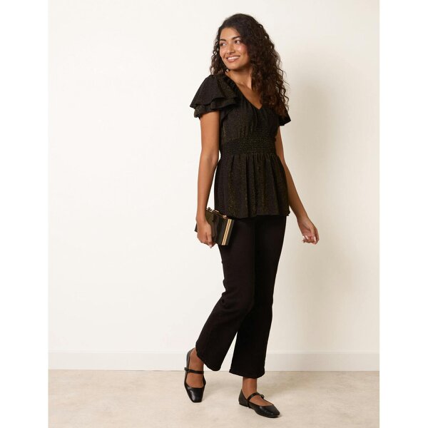 Blue Vanilla Double Frill Peplum Sparkle Top