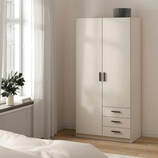 Furniture To Go Sprint Wardrobe with 2 Doors + 3 Drawers in Cashmere