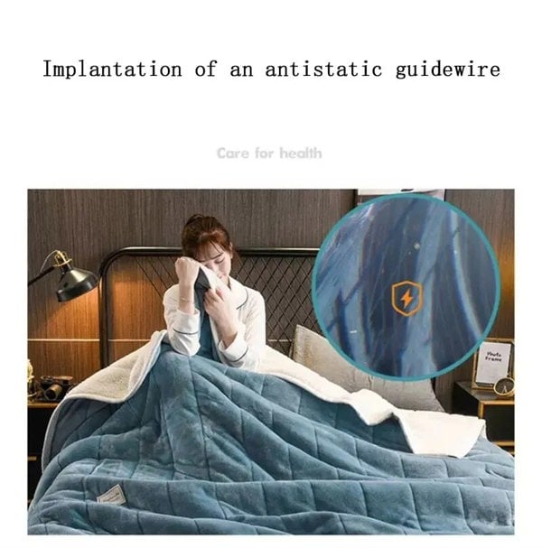 goodgoodhome Anycozy Blanket Light Grey Coral Fleece Autumn Winter Warm 3 Layers Thicken Flannel Soft Comfortable Warmth Quilts Washable 180x200cm