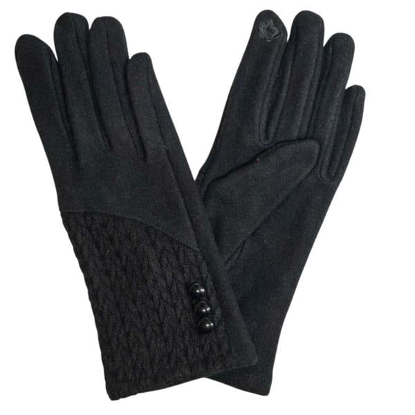 Love EMVY Cashmere Blend Gloves With Button Detailing