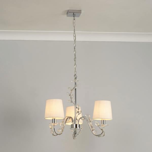 Cassia 3 light Chrome & Glass Ceiling Pendant