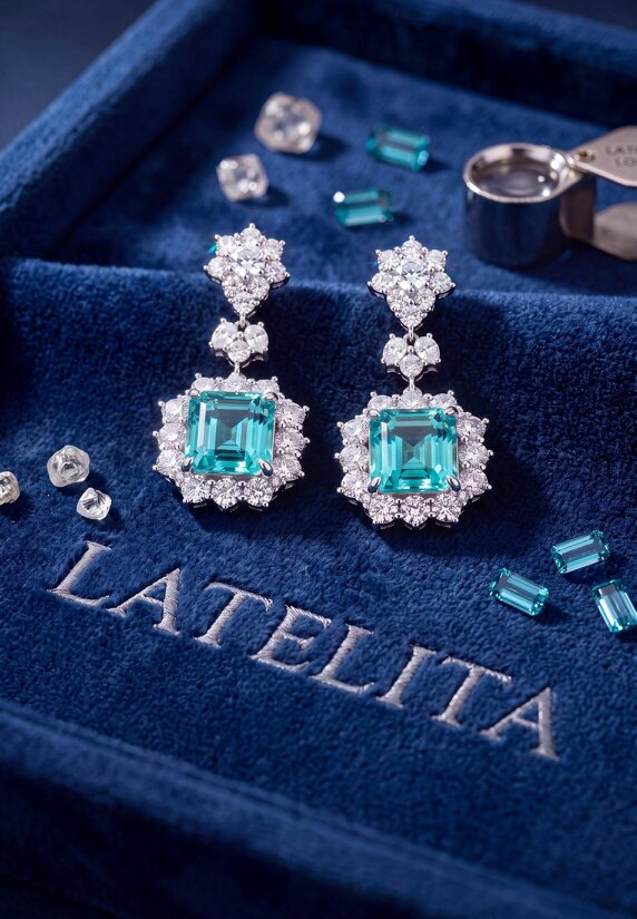 Latelita Arabella Aquamarine Drop Earrings Silver
