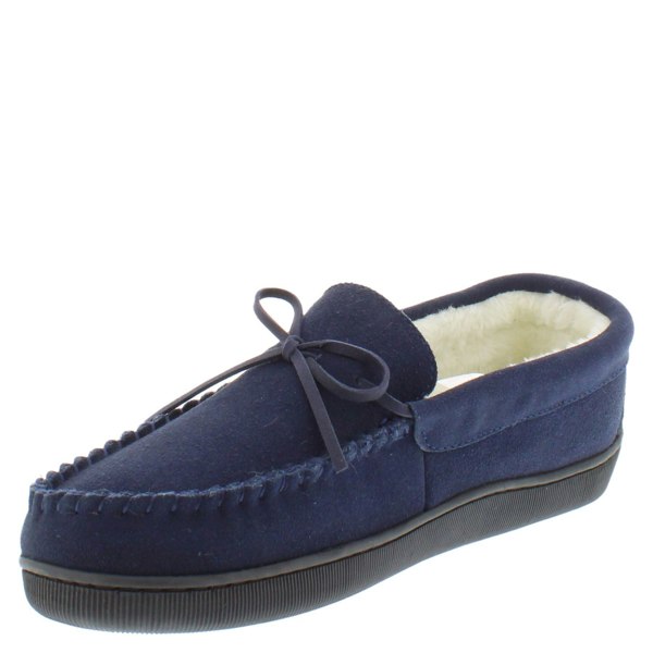 Dunlop Joshua Leather Faux Fur Lined Mocassin Slippers