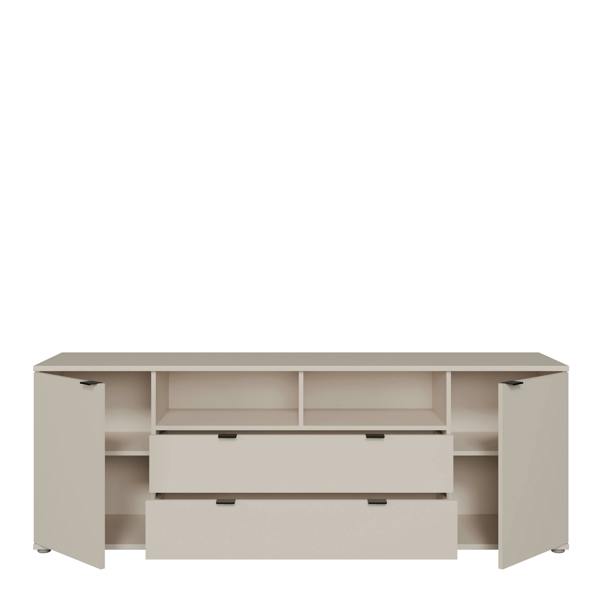 Furniture To Go Ganymede Wide TV Unit with Open Shelving, 2 Drawers & 2 Doors in Sand