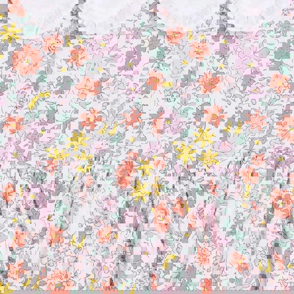 Baby Girls Peter Pan Collar Floral Printed Dress with Tights, Multicolour - Minicuddles