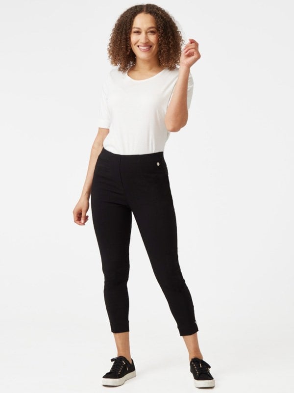 PennyPlain Cropped Bengaline Trousers - Black