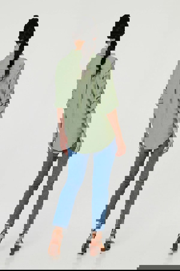 Sage | Long Sleeve Button-Front Shirt
