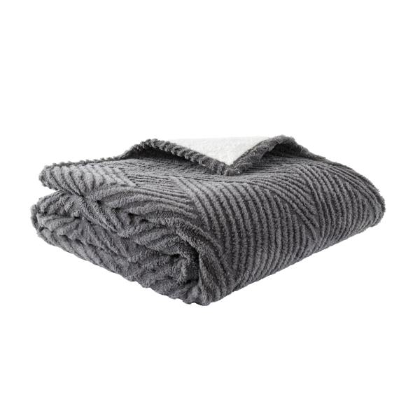 Catherine Lansfield Heat Buddy Cosy Super Thermal Blanket Bedspread Charcoal Grey