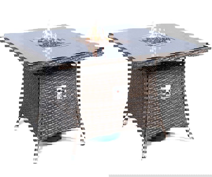 Giardino Fire Pit 4 Seater Square Rattan Dining Table