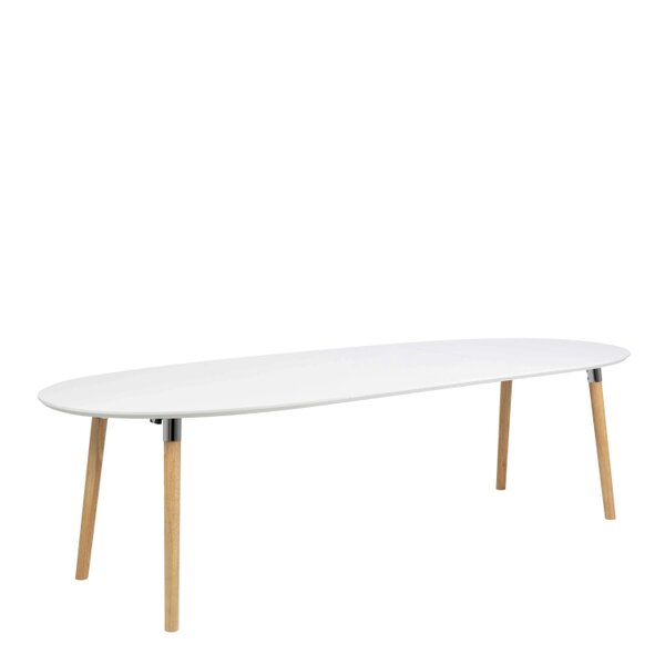 Wyld Haus Honeybrook White and Natural Oak Wood Oval Dining Table