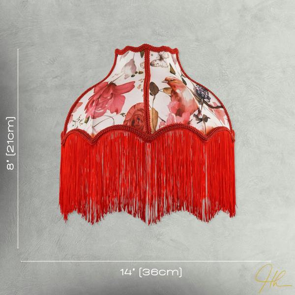 Chic Red Robin Themed Vintage Victorian Style Cotton Fabric Lamp Shade Image 7