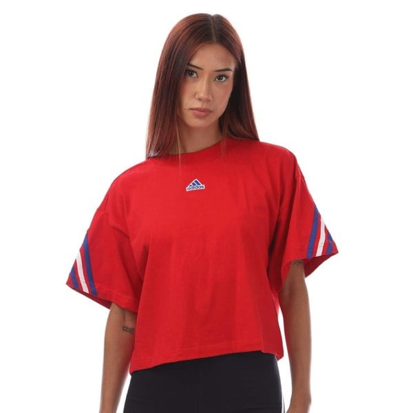 Adidas Womens/Ladies Future Icons 3 Stripes T-Shirt - Red