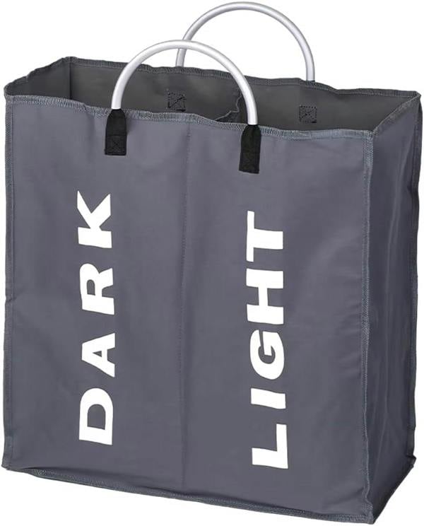 ATEK Double Collapsible Laundry Basket Clothes Hamper Dark Grey