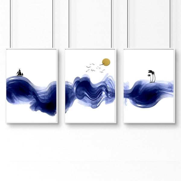 Coast wall art for home office decor | set of 3 wall art prints