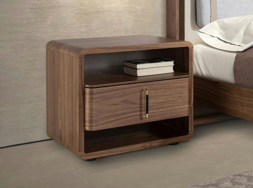 Angel Cerdá Walnut and Black Pvc Bedside Table 7225