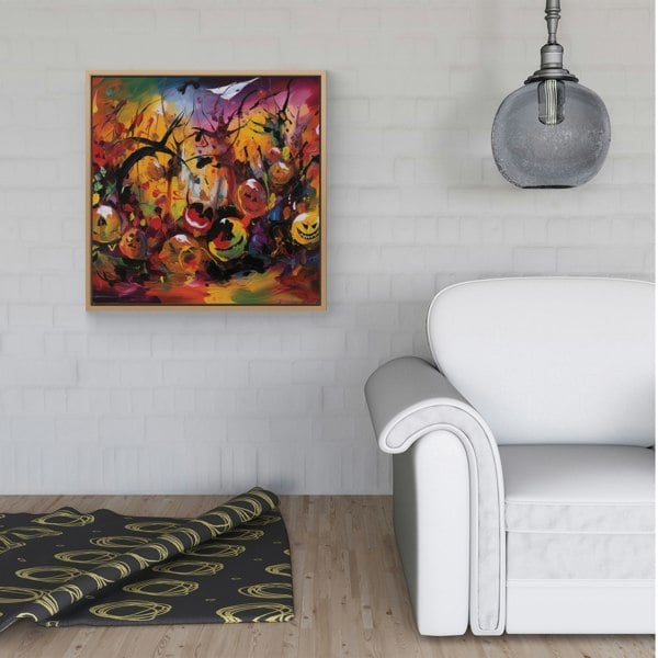 Warren Reed Abstract Halloween Painting Framed Canvas