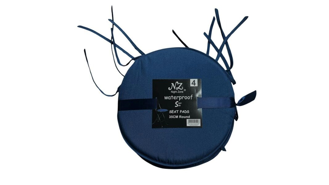 Night Zone Waterproof Round Seat Cushion 35 cm – Indoor & Outdoor Garden Patio Chair Pad - Navy