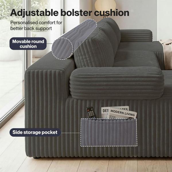 Levede Modular Sectional Sofa U Shaped Memory Foam Corduroy Boneless Couches