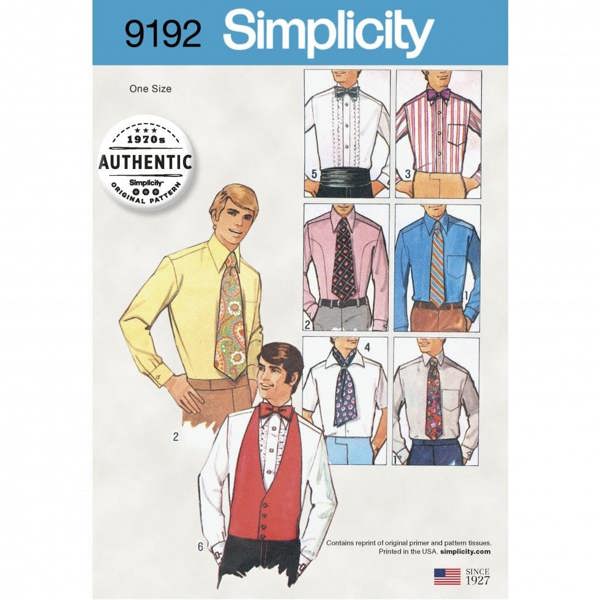 Simplicity Sewing Pattern 9192, Vintage Style for Men, OS (One Size) - Intermediate