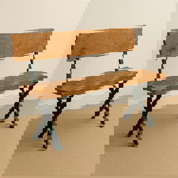 TRL Furniture Rustic Industrial Canadian Bench with Back