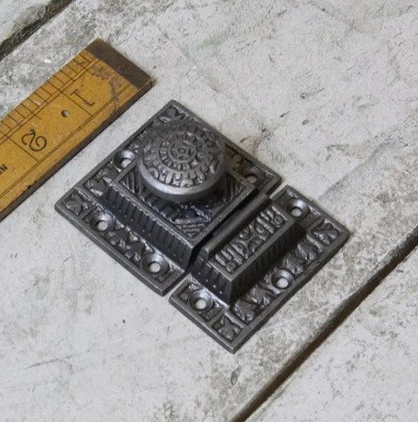 Cupboard Catch Round Knob Eastlake Cast Antique Iron 50mm