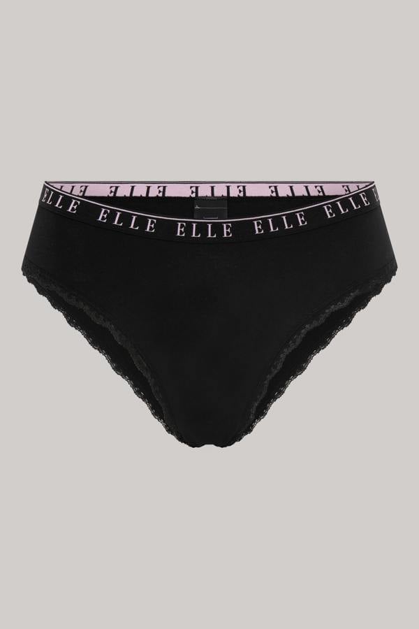 ELLE Multi Pack (3) Cotton Lace Trim Tipped Brazilians