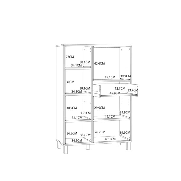Wyld Haus Pebblethorn Cream and Natural Oak Wood 3 Door 1 Drawer Cabinet