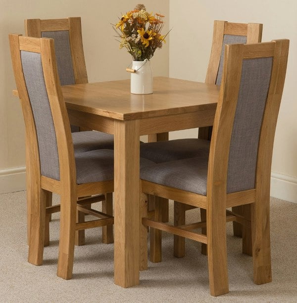 That's Furniture Oslo 90 x 90cm Small Square Oak Dining Set with 4 Stanford Oak Chairs