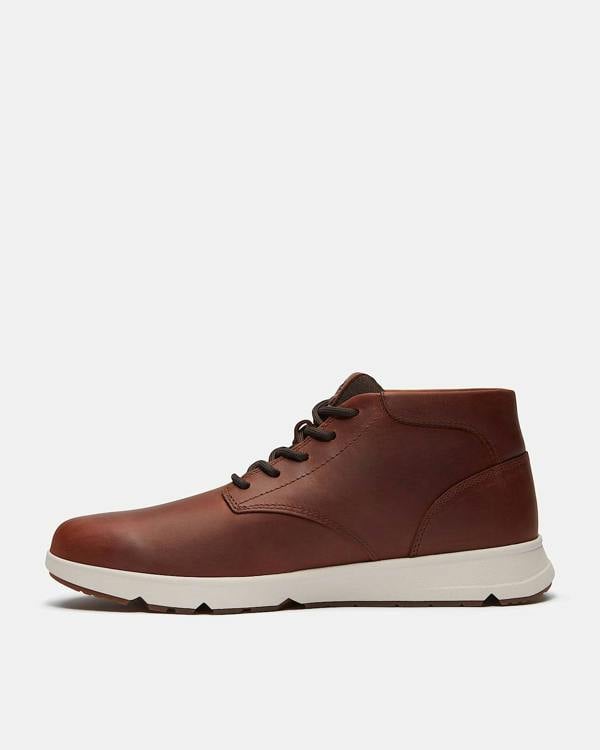 Timberland Parker Street Full Grain Leather Mid Mens Trainers - Rust | CHO | Designer Mens Trainers