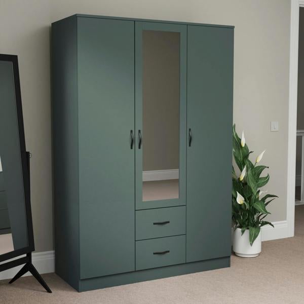 Vida Designs Riano 3 Door 2 Drawer Mirrored Wardrobe