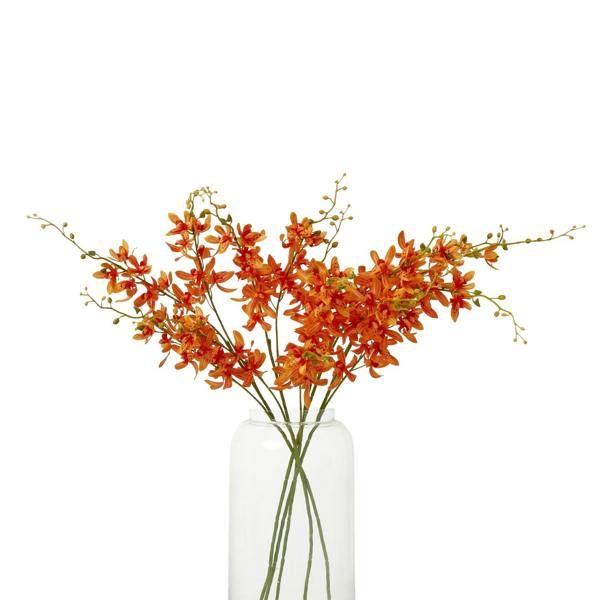 Wyld Haus Set of 3 Artificial Flowers Orange Cymbidium Sprays