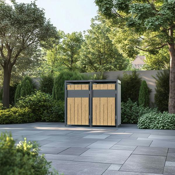 Phoenix Safe Phoenix GB2200AW Outdoor Double Wheelie Bin Store for 2 x 240L Bins in Oak Effect