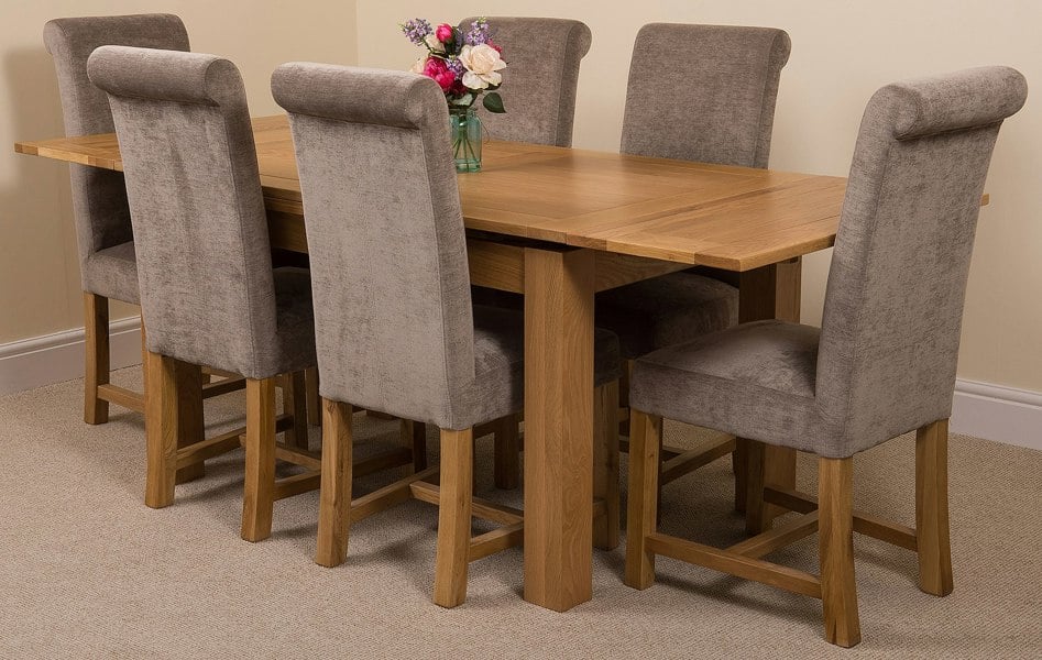 That's Furniture Richmond Medium Oak Extendable Dining Table with Washington Fabric Chairs