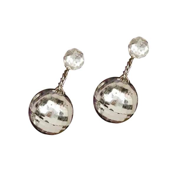 Bristol Novelty Unisex Adults Disco Ball Earrings - Silver - 