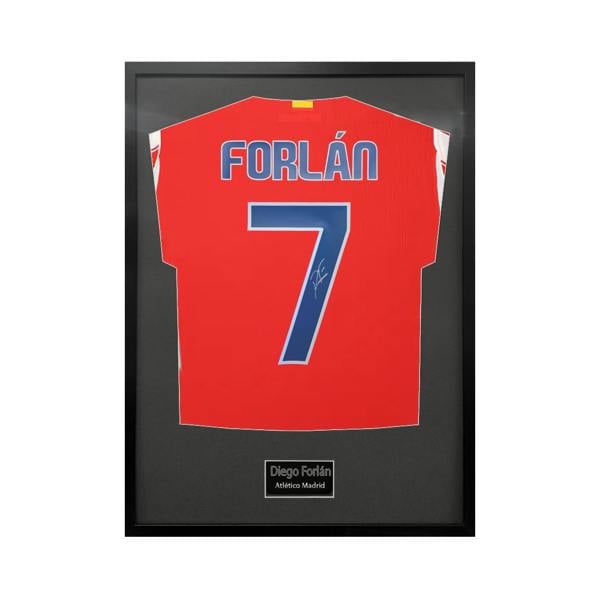 Diego Forlan Signed Atlético Madrid Shirt Standard Frame