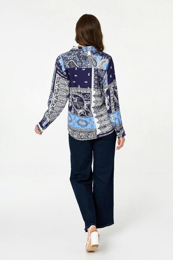 Navy | Patchwork Long Sleeve Shirt