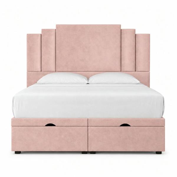 Great British Beds Nova Art Deco Divan Ottoman Bed - Pink Plush