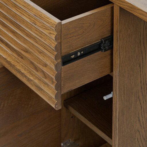 Wyld Haus Mandarina Retro Natural Walnut Ribbed Desk with Storage