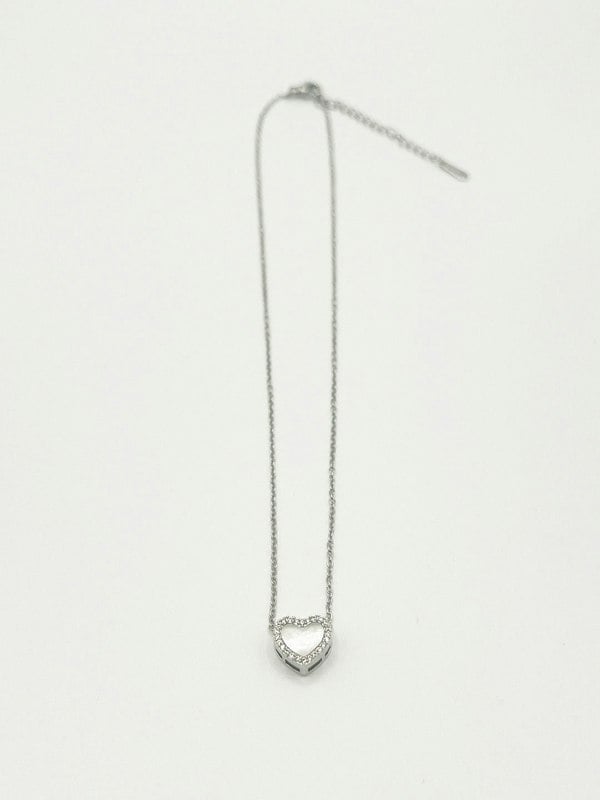 SVNX Moonstone Heart Necklace & Earrings Set in Silver Colour - Gift Boxed