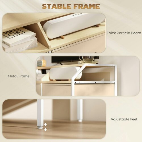 Wyld Haus Avamira Small 98cm Natural and White TV Stand With Foldable Drawers for TV's up to 55 Inches