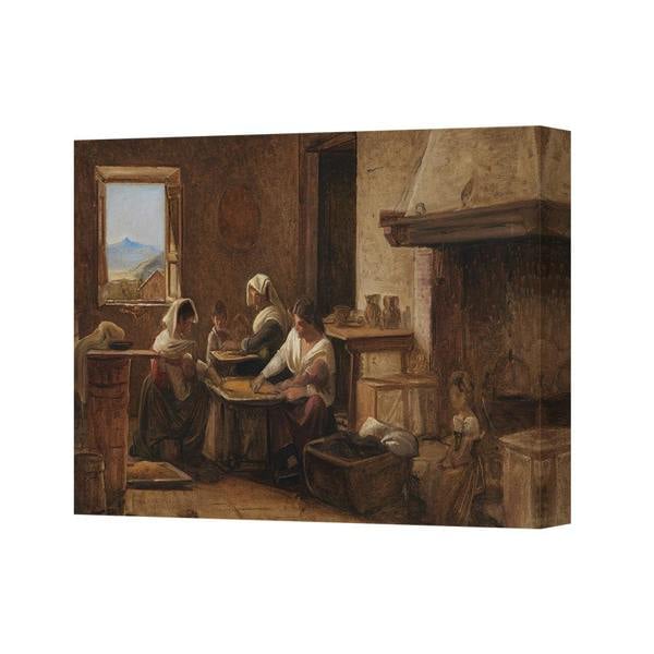 Benjamin Tate Design Canvas Wall Art Domestic Scene With Women Sewing In Interior