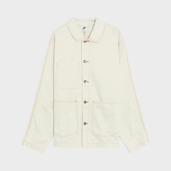 Supplied Fashion Nike Sportswear Club off-white French terry jacket with button-up front and contrast stitching