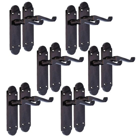 EDH Door Hardware Black Nickel Door Handles – Victorian Scroll Lever Latch Handles – 1, 4 or 6 Pairs – Handle Only or with Tubular Latches
