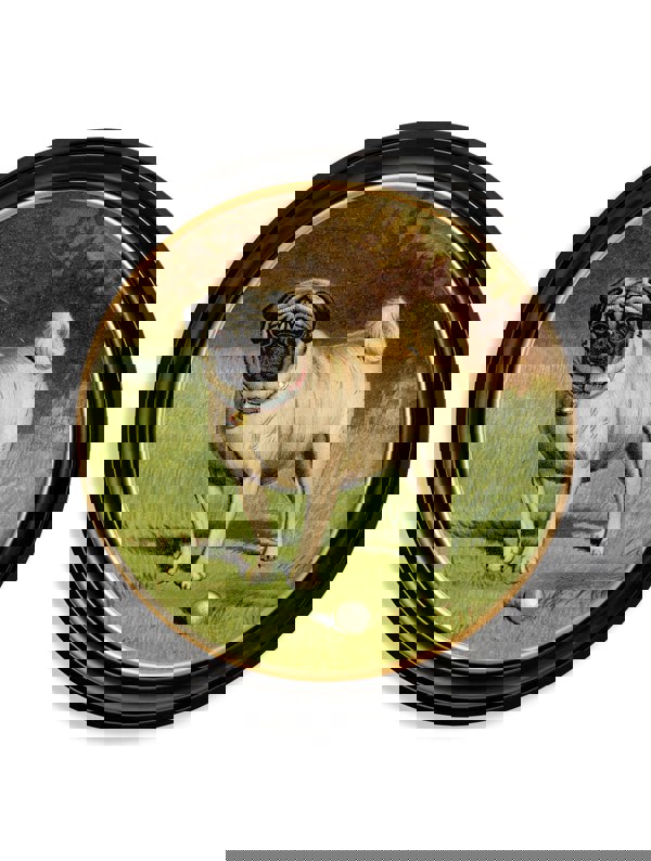 Exceptional Art c.1881 Dogs - Round Frame