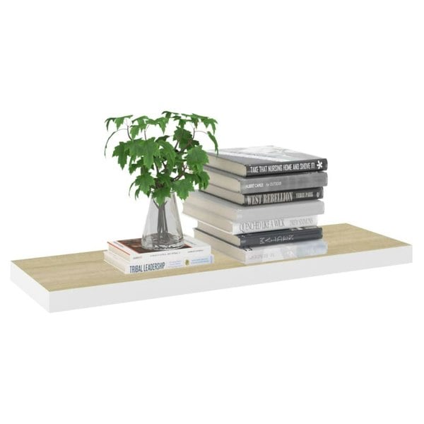 Berkfield Floating Wall Shelf Oak and White 80x23.5x3.8 cm MDF