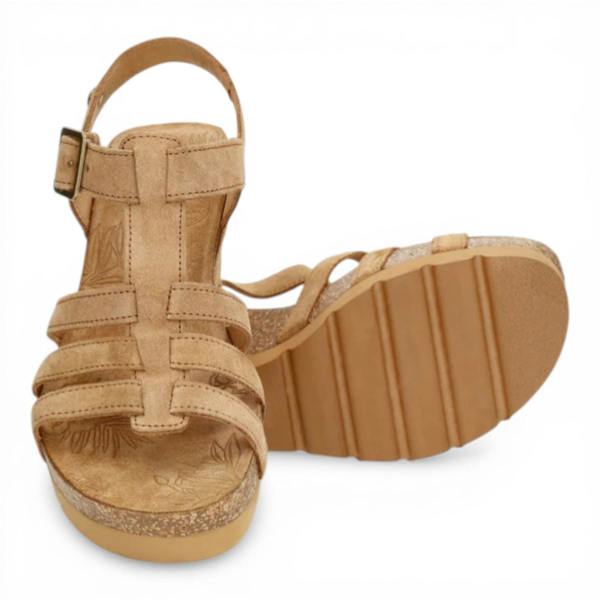 Panama Jack Women's Wedge Heel Bark Brown Suede Leather Sandals - Vero B1